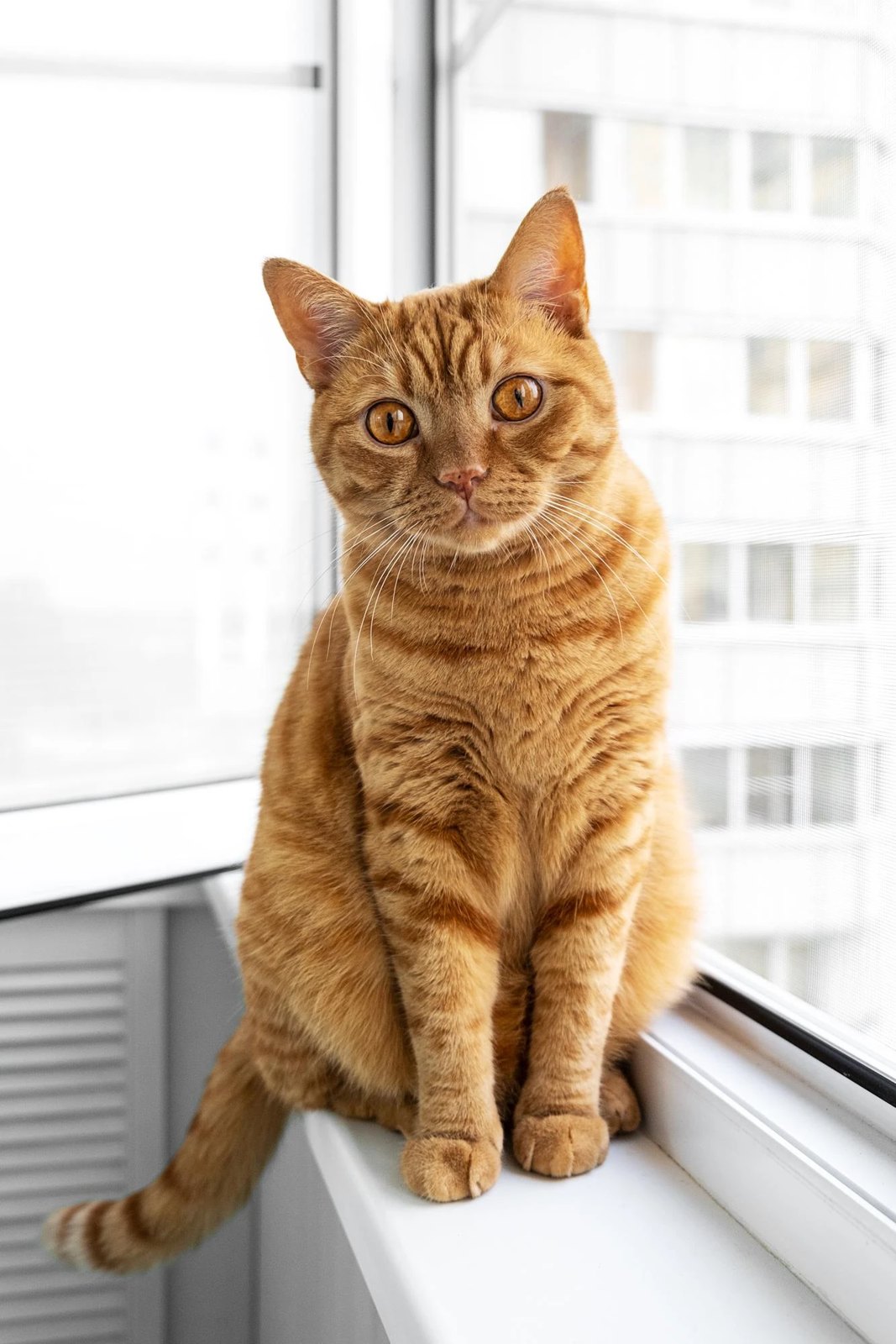 Miss Daisy, a ginger cat, sitting on a windowsill